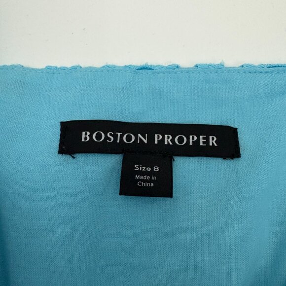 NWT Boston Proper Eyelet Surplice Ankle Length Dress Size 8 Blue Topaz Cotton - Picture 7 of 10